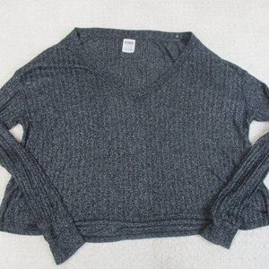 Pink Victoria's Secret Small Women's Grey Long Sleeve Stretchy Semi-See Through